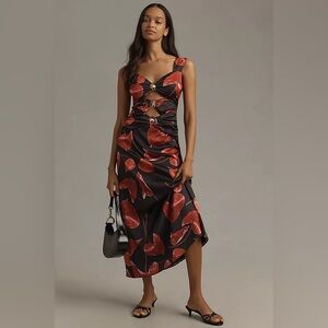 Chic Black and Red Midi Dress